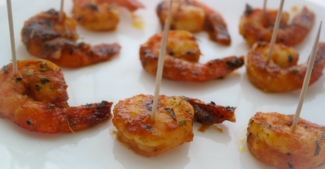 Plated Shrimp in homemade barbecue sauce